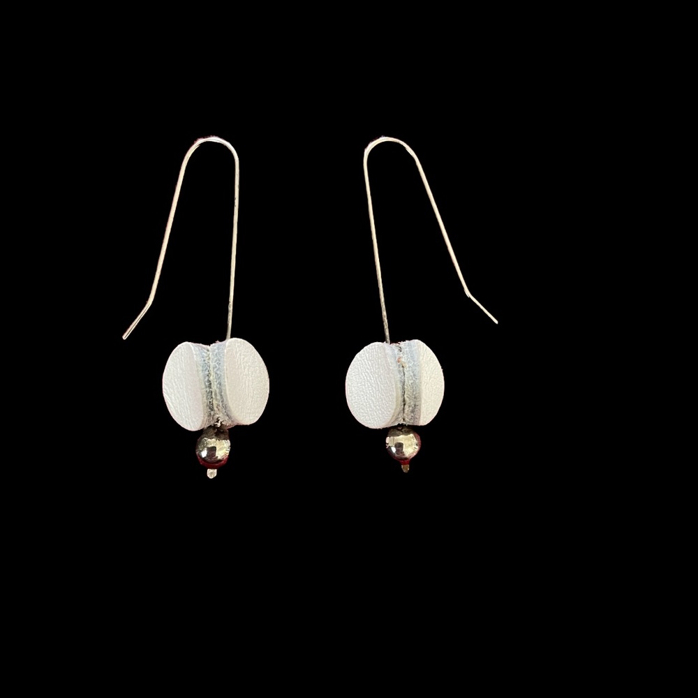 White leather earrings